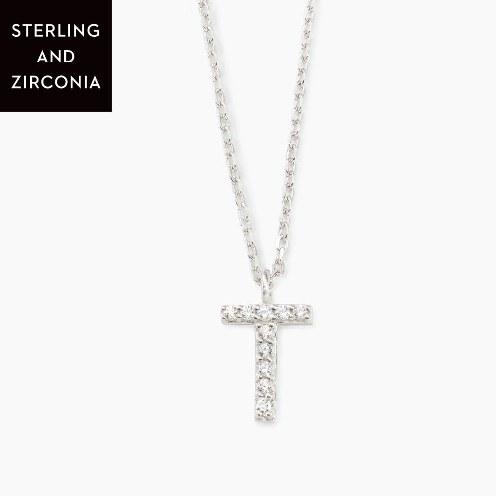 Swarovski Touchstone Crystal Initial T Necklace | Sterling Silver Zirconia | NIB